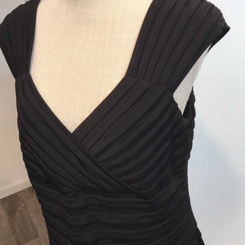 London Times Black Pleated Dress